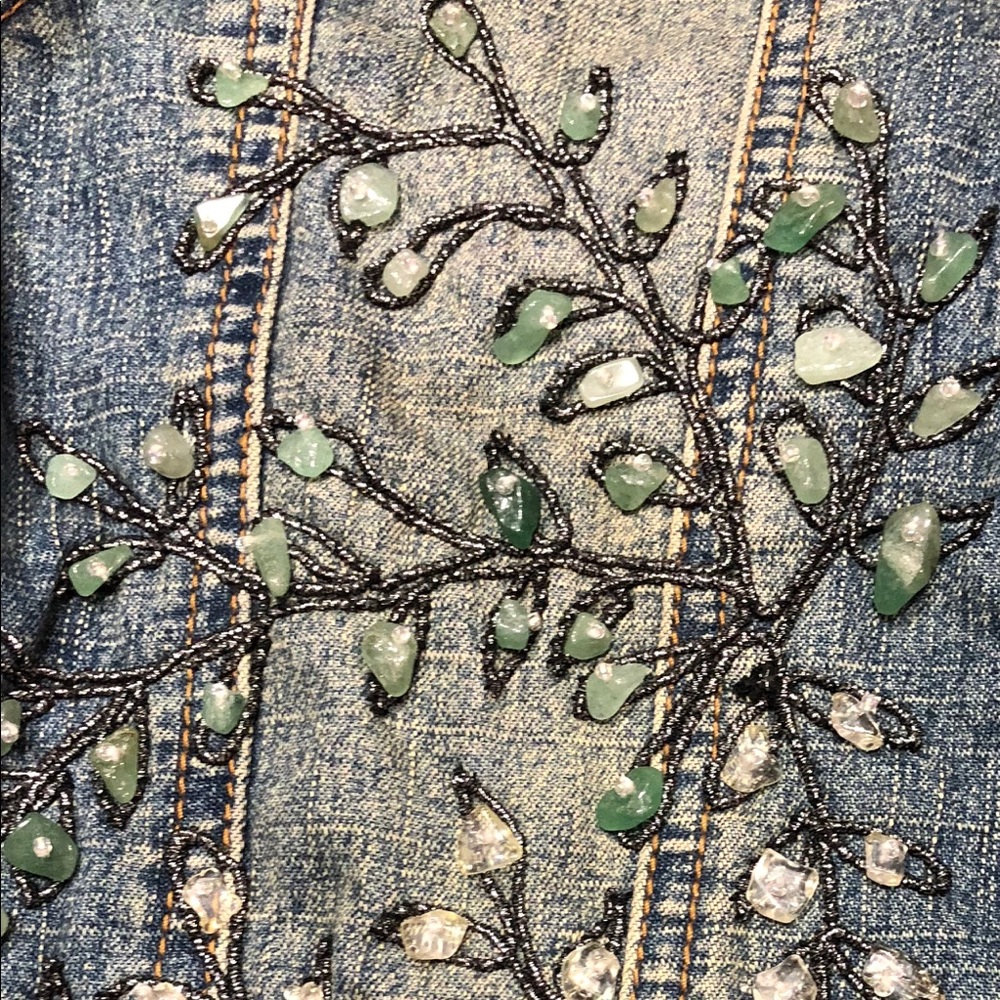MANGO MANGO Colorful Rhinestone Denim Jacket Sz Sm - Picture 7 of 13